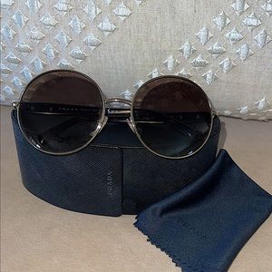 Prada SPR-58V Brown Havana Lettering Logo Sunglasses